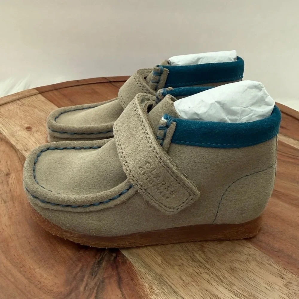 Clarks‎ Originals Wallabee Boot Toddler 6.5W Sand Combi Suede Teal 261681267060